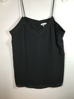 Naked Zebra Medium Black chiffon back button Tank Top